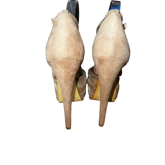 Zigi Soho Jaslene 9 Beige Studded High Heel Platform Peep Toe Shoes‎ Sexy Y2K - Picture 4 of 9